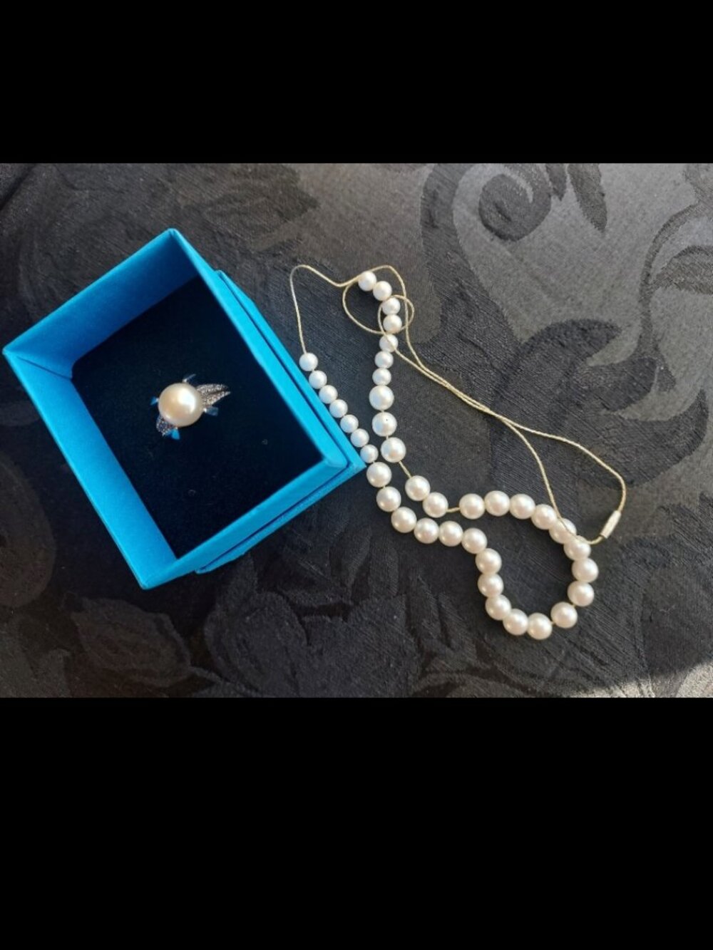 Jtv pearl ring sz 7  and pearl necklace